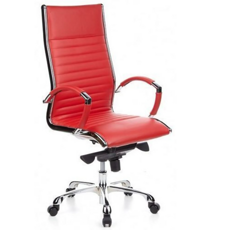 Sillón de oficina profesional PARMA 20 rojo con costuras transversales y base cromada de hjh OFFICE