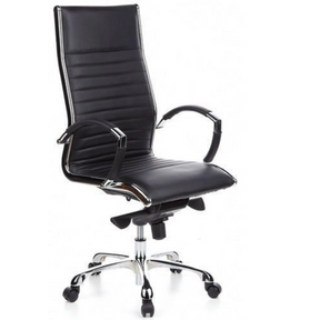 Sillón de oficina profesional PARMA 20 con tapicería de cuero sintético negro y elementos cromados brillantes de hjh OFFICE