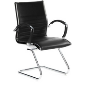 Silla de viga voladiza PARMA V negra con tapicería acolchada y estructura cromada de hjh OFFICE