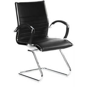 Silla de viga voladiza PARMA V negra con tapicería acolchada y estructura cromada de hjh OFFICE