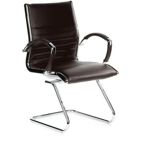 Silla de viga voladiza PARMA V marrón con tapicería acolchada y estructura cromada de hjh OFFICE