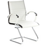 Silla de viga voladiza PARMA V en color blanco crema con tapicería acolchada y estructura cromada de hjh OFFICE