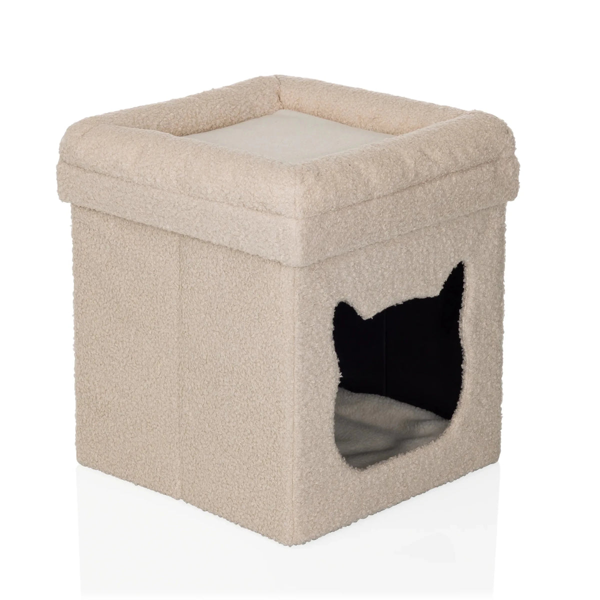 Casa para gatos PAWY ES beige de tela suave con entrada en forma de gato de hjh LIVING