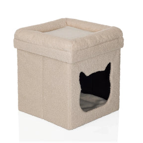 Casa para gatos PAWY ES beige de tela suave con entrada en forma de gato de hjh LIVING