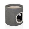 Cueva para gatos PAWY R gris con un borde blanco suave en la entrada y una pequeña pelota de juguete de hjh LIVING