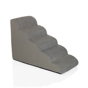Escalera para mascotas PAWY STEP 5 gris con cuatro escalones y funda de tela texturizada de hjh LIVING