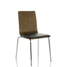 Silla de confidente PERIA con respaldo de madera marrón, cojín de asiento negro y patas cromadas de hjh OFFICE