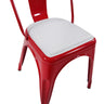 Cojín del asiento PILOW I blanco sobre una silla de metal roja de hjh OFFICE