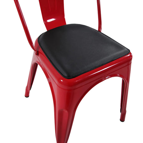 Cojín del asiento negro PILOW I en una silla de metal roja de hjh OFFICE