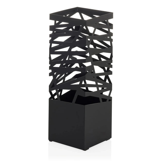 Soporte para paraguas negro PLUVARIS con patrón de rejilla geométrica en la parte superior de hjh LIVING