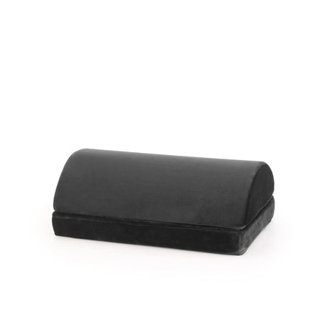 Reposapiés negro Podi Velvet 1 con una superficie acolchada y semicircular de hjh OFFICE