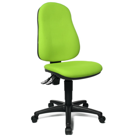 Silla Home Office POINT 60 con tapizado verde y base negra con ruedas de Topstar
