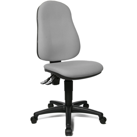 Silla Home Office POINT 60 con tapizado de tela gris y base de estrella negra con ruedas de Topstar