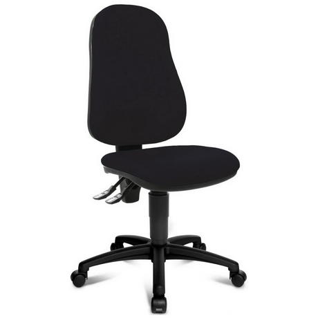 Silla Home Office POINT 60 negra con tapizado de tela y base con ruedas de Topstar