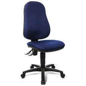 Silla Home Office POINT 60 con tapizado de tela azul oscuro y base negra de Topstar