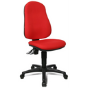 Silla Home Office POINT 60 con tapizado de tela roja y base de estrella negra con ruedas de Topstar