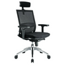 Silla de oficina profesional PORTO MAX en negro con respaldo de malla, reposacabezas y base plateada de hjh OFFICE