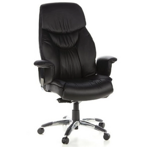 Sillón de alta gama PRADO de cuero sintético negro con reposabrazos acolchados de hjh OFFICE