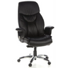 Sillón de alta gama PRADO con tapicería de cuero negro y base cromada de hjh OFFICE