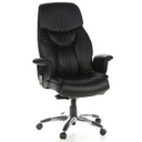 Sillón de alta gama PRADO con tapicería de cuero negro y base cromada de hjh OFFICE