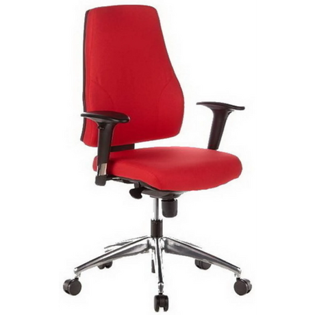 Silla de oficina profesional PRO-TEC 200 roja con reposabrazos negros y base brillante de hjh OFFICE
