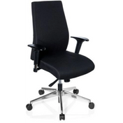 Silla de oficina profesional PRO-TEC 250 en negro con reposabrazos y base de estrella plateada con ruedas de hjh OFFICE