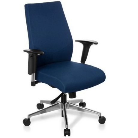 Silla de oficina profesional PRO-TEC 250 con tapizado de tela azul oscuro y base plateada de hjh OFFICE
