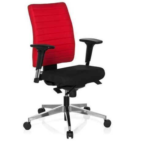 Silla de oficina profesional PRO-TEC 350 en negro-rojo con reposabrazos y base de aluminio de hjh OFFICE