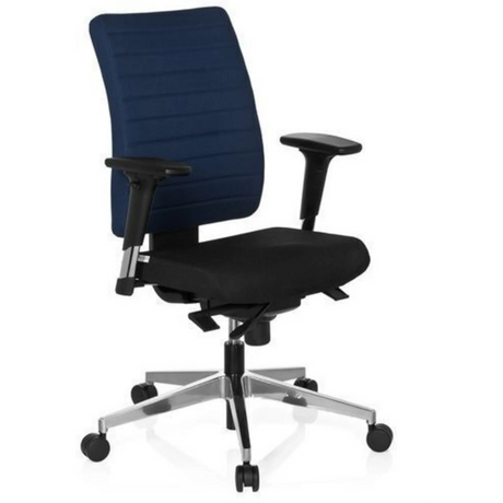 Profi-Bürostuhl PRO-TEC 350 in Blau und Schwarz mit Armlehnen und Aluminium-Fußkreuz von hjh OFFICE