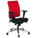 Silla de oficina profesional PRO-TEC 350 en negro-rojo con reposabrazos y base de aluminio de hjh OFFICE