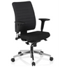 Silla de oficina profesional PRO-TEC 350 con tapizado negro, reposabrazos y base plateada de hjh OFFICE