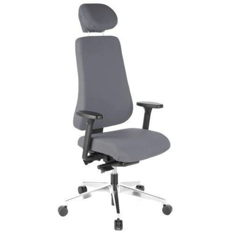 Silla de oficina profesional PRO-TEC 400 en tapicería de tela color antracita con reposacabezas y reposabrazos de hjh OFFICE