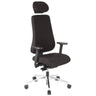 Silla de oficina profesional PRO-TEC 400 con tapizado de tela negra, reposacabezas y base pulida de hjh OFFICE