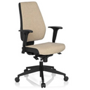Silla de oficina profesional PRO-TEC 500 con tapizado de tela beige, reposabrazos negros y base con ruedas de hjh OFFICE