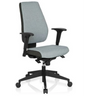 Silla de oficina profesional PRO-TEC 500 con tapizado gris, reposabrazos negros y base con ruedas de hjh OFFICE