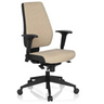 Silla de oficina profesional PRO-TEC 500 con tapizado de tela beige, reposabrazos negros y base con ruedas de hjh OFFICE