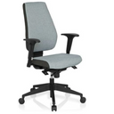 Silla de oficina profesional PRO-TEC 500 con tapizado gris, reposabrazos negros y base con ruedas de hjh OFFICE
