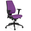 Silla de oficina profesional PRO-TEC 500 con tapicería de tela púrpura, reposabrazos negros y base con ruedas de hjh OFFICE