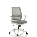Silla Home Office PROFONDO ECO W gris con respaldo de malla y base blanca de hjh OFFICE