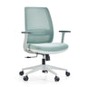 Silla Home Office PROFONDO ECO W en color menta con respaldo de malla y estructura blanca de hjh OFFICE