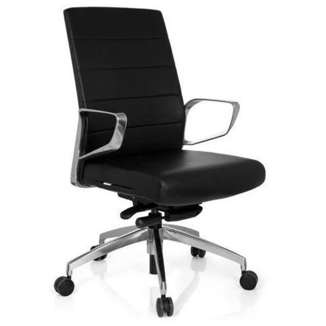 Silla de oficina profesional PROVIDER con tapizado negro y reposabrazos cromados de hjh OFFICE