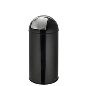 Papelera PUSH 35L negra con superficie brillante y tapa de presión plateada de hjh OFFICE