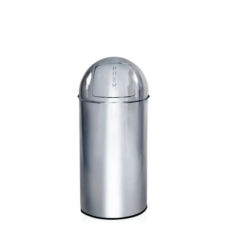 Papelera PUSH 35L de cromo brillante con tapa push de hjh OFFICE