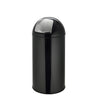 Papelera PUSH 35L negra con superficie brillante y tapa de presión plateada de hjh OFFICE
