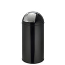 Papelera PUSH 35L negra con superficie brillante y tapa de presión plateada de hjh OFFICE