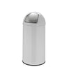 Papelera PUSH 35L blanca con superficie brillante y tapa push plateada de hjh OFFICE