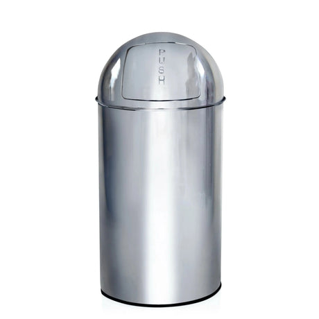 Papelera PUSH 50L de cromo brillante con tapa push de hjh OFFICE