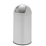 Papelera PUSH 50L blanca con superficie brillante y tapa push plateada de hjh OFFICE