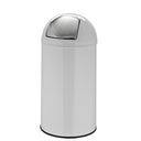 Papelera PUSH 50L blanca con superficie brillante y tapa push plateada de hjh OFFICE