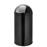 Papelera PUSH 50L negra con superficie brillante y tapa de presión plateada de hjh OFFICE